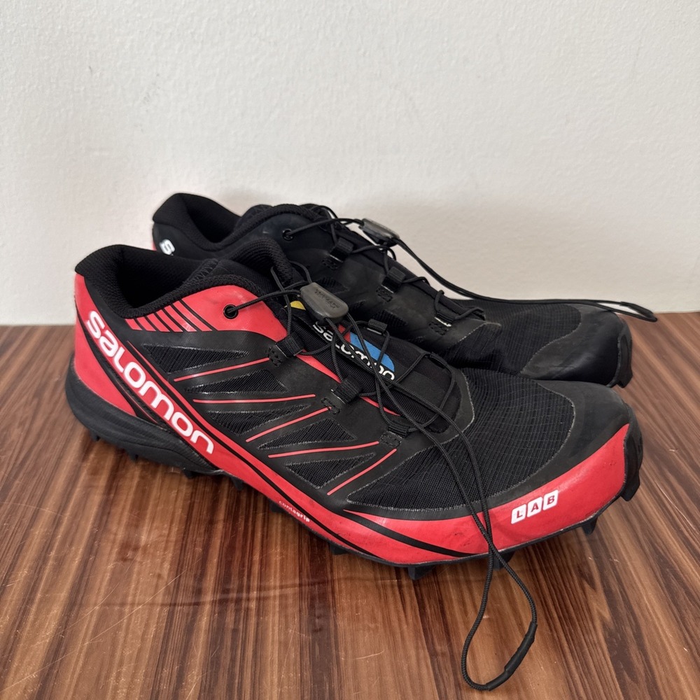 Salomon S-LAB Fellcross 3 Trail Shoes Men's‎ 7 / Woman's 8/ Black Red Contagrip